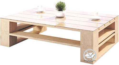 sunnypillow Palettenmöbel Gartenmöbel Set aus Holz Indoor/Outdoor Europaletten Möbel Sofa Gartensofa Bank Sessel Holztisch für Balkon Terrasse Garten | Natur Couchtisch 80 x 80 cm Höhe: 40 cm