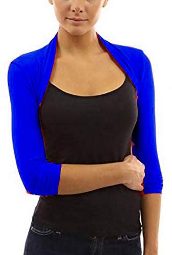 krautwear Damen Bolero Langarm Viskose Stola Bolerojacke Hochzeit Festlich Einfarbig schwarz grau rosa Navy (Royalblau)