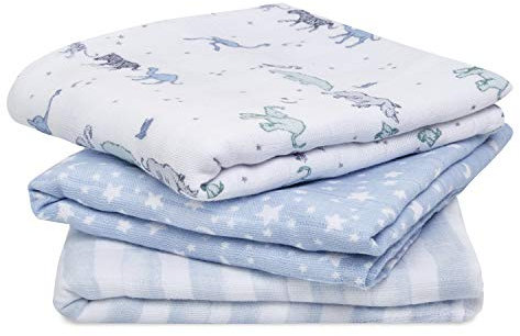 aden + anais musy Spucktücher, Mulltücher-Set für Neugeborene & Kleinkinder, 100% Baumwoll-Musselin Mehrzweck-Babytücher für Mädchen & Jungen, 70x70cm, 3er Pack, Rising Star