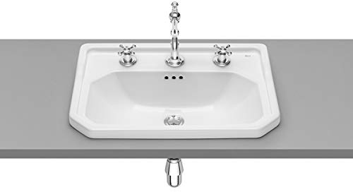 Lavabo 3 trous en porcelaine sur comptoir Carmen Roca, 60 x 45 x 20 cm, blanc Référence : A3270A5003