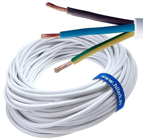 Hilark 100m Câble H05VV-F 3x2,5 mm2 (3g2,5 mm2) – Blanc