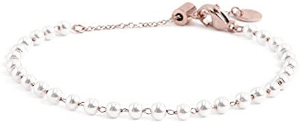 Bracciale acciaio pvd oro rosa con perle di Marlù, 2BR0086R-W