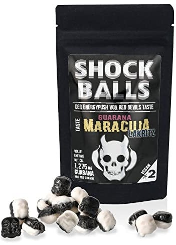 Shockballs MARACUJA LAKRITZ mit 1275 mg Guarana/Koffeein der ENERGYPUSH
