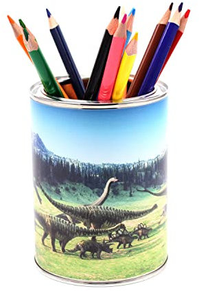 Stiftebecher Dinosaurier inkl. 12 Dreikant Buntstiften Kinder Stifteköcher Stiftehalter Schreibtisch Organizer Junge