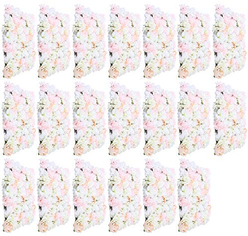 20x DIY Künstliche Blumenwand Paneele Seidenblume Rosenwand Deko Hintergrund Hochzeit Blumenwand Kunstblumen für Garten Hochzeit Dekor Champagner Tiefrosa Champagner(40x60cm)