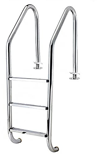 AWJ Edelstahl-Handlauf für Schwimmbäder, rostfreie Poolleiter mit 3 rutschfesten Pedalen, für 1-1,4 m Pool, 250 lbs Tragfähigkeit/Silber / 158 x 61 x 50 cm (Silber 158 x 61 x 50 cm)