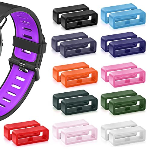 Cobee Lot de 22 boucles de bracelet de montre, anneau de retenue de bracelet de montre, boucle de retenue de bracelet de montre de rechange en silicone pour montres(20 mm, 11 couleurs)