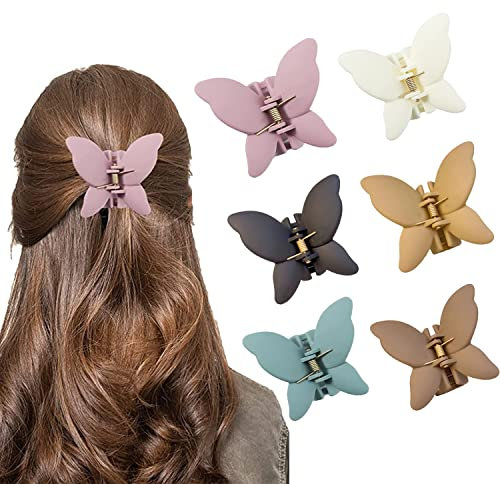 Lienni haarklammer 6 Mittelgroß schmetterling haarklammern haarspange, Klein haarspangen damen dünnes haar für Frauen Mädchen Non-slip Hair Jaw Clips Medium Butterfly Hair Clips