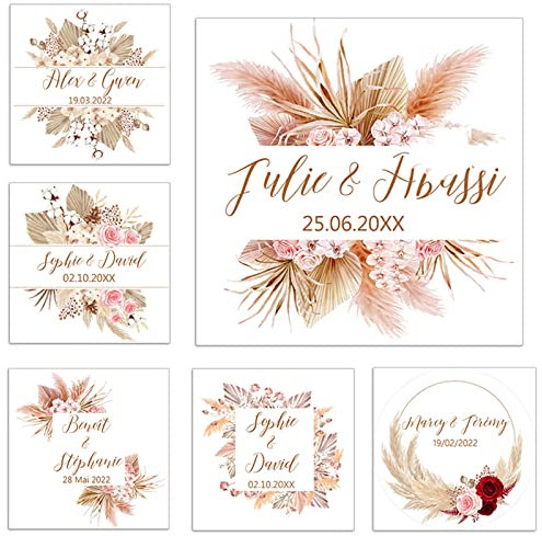 100 Pcs Étiquette autocollante personnalisée en forme carrée/tour, décor de scellage, pour anniversaire, baptême, mariage (carré,6 cm)