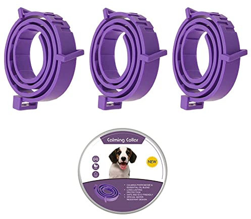 Beruhigungshalsband für Hunde und Katzen, Anti-Angst-Halsband mit Einstellbarer Größe, natürliches, sicheres, wasserdichtes Beruhigungsmittel für Katzen und Hunde, 3er-Pack (Groß)