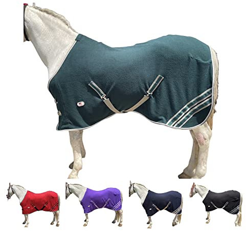 Majestic Ally Anti-Pilling-Fleece-Pferdedecke/Bettlaken mit silberfarbenem geflochtenem Seil, 198,1 cm, Grün