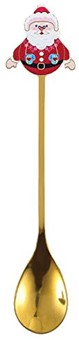 Vajilla de fiesta Cuchara agitadora de Navidad Cucharas de café Cucharadita Suministros para fiestas Mini Cestas De Navidad Baratas (#02-GD2, One Size)