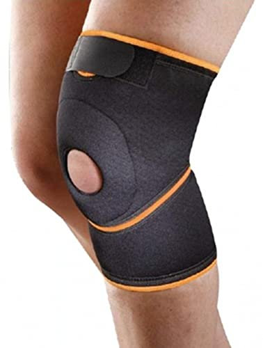 Orione Safte Ginocchiera tutore gamba ortopedico Neoprene con foro supporto rotuleo NERO -- Size M