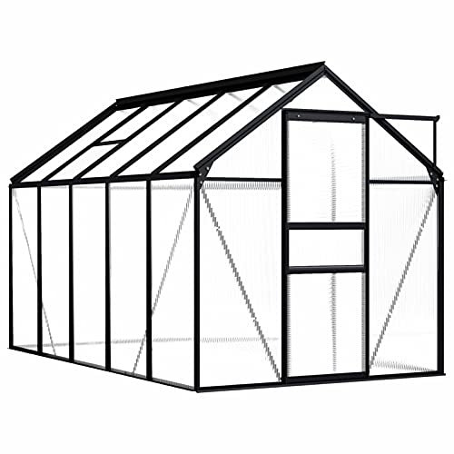 Yolola gewächshaus Winterfest,Pflanzenhaus Garten Tomatenhaus,Gewächshaus Treibhaus,Frühbeet Aluminium Gewächshaus,gewächshaus Polycarbonat,Aluminium gewächshaus, Anthrazit Aluminium 5,89 m²