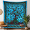 Craft Trade Blau Baum Wandteppich Indische Wandtuch Tapestry Wandbehang Boho Wandteppiche für Heimdeko Wohnzimmer und Schlafzimmer - 127 x 152 cm