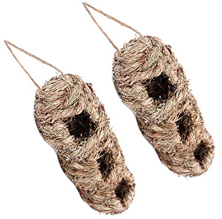 BYNYXI 2PCS Nid doiseau tissé en Paille Sac de Nidification Nid doiseau pour Cage nichoirs doiseaux à Suspendre Maisons doiseaux Herbe Nid doiseau pour Perruche mésange canari Merle Colibri