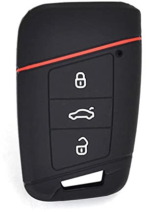Berfea Schlüsselhülle Schlüsselanhänger Cover Weiche Silikon Schutzhülle Fernbedienung Schlüssel Zubehör Kompatibel mit VW Volkswagen Passat B8 Jetta Skoda Kodiaq Superb A7