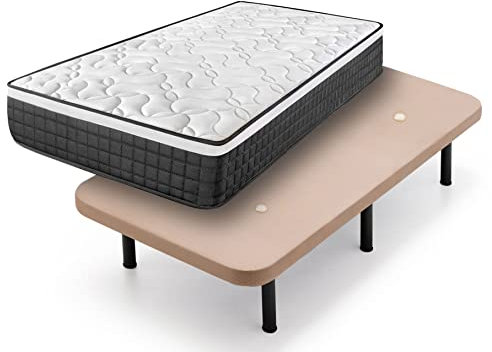 Cama express Bezug Füßen. Viskoelastische Matratze Origin + Auflage beige mit 6 Beinen 32 cm, Medida : 105 x 190 cm