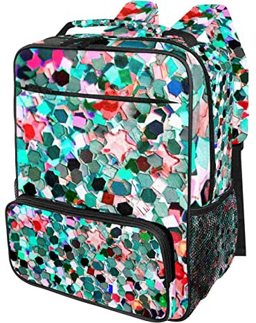 WOSHJIUK Schulrucksack, Reise-Kinderrucksack,buntes hexagon geometrisches aquarell,Taschen-Tagesrucksack für Spaziergänge im Freien,kleiner Sackrucksack