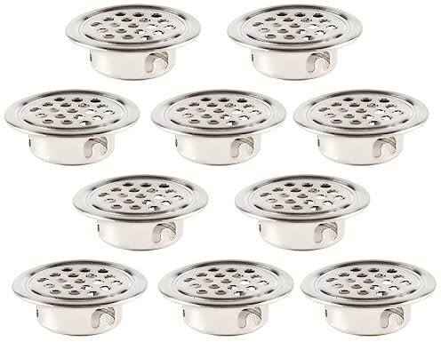 10 Stück runde Lüftungsschlitze, Edelstahl-Metallschrank, Schrank, Lüftungsgitter, Lüftungsgitterabdeckung, Lüftungsschlitze für Zuhause, Kleiderschränke, Schuhschränke, Silber, 53 mm