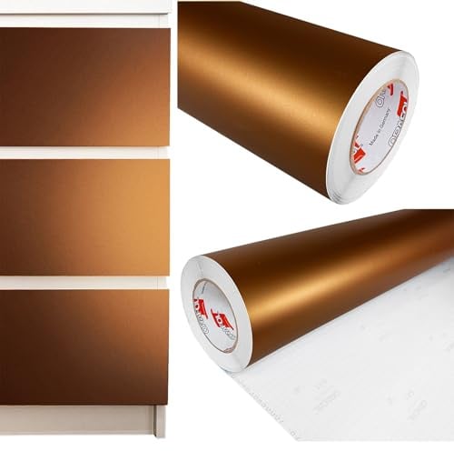 Möbelfolie selbstklebend 100x200 cm | Einfarbig Klebefolie für Möbel | Klebefolie Möbel - einfache Anwendung, ideal für die Renovierung von Küche oder Bad | Möbelfolie | Kupfer Matt