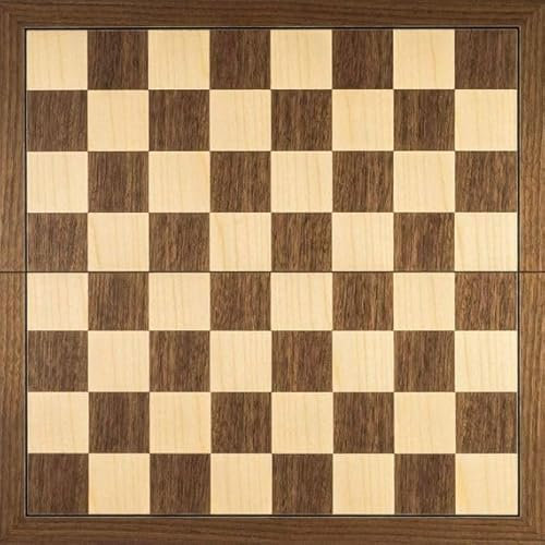 Tablero de ajedrez Nogal Plegable - Sin notación, Tamaño 4+, Ideal para Aficionados y Clubes, Tablero de ajedrez para niños y Adultos, Tablero de ajedrez, Juego de Ajedrez de Mader