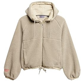 Superdry Damen Lässige Teddyfleece-Kapuzenjacke Explorer Sand 34