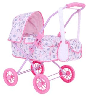 Peppa Pig Klassischer Puppenwagen mit Tasche, zusammenklappbar, Höhe 57 cm (Deqube 931PEPA3939)