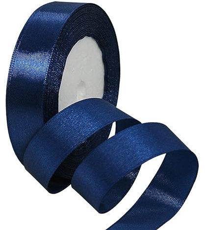 25 Yards/Rolle, einseitiges Satinband, Großhandel, Geschenkverpackung, Weihnachtsbänder, Nähen, Stoff, Hand-DIY, Größe (10, 15, 20, 25, 40) mm, Marineblau, 25 mm