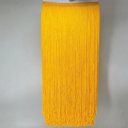 10 Meter Länge 50cm Breite Fransenborte Fransenband Dekoband Seidig Fransen Geschnitten Fransenborte Für Latin Dance Dress DIY Kleidung Verschönerung Lampenschirm Und Kissen Dekorationen -Gelb #