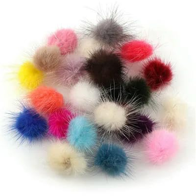 RAEF 5/10 Stück 2,5 cm 3 cm 4 cm DIY Pompon Nerzfell Kugeln Pompons für Ring Schlüsselanhänger Schuhe Hüte Flauschiger Pom Pom DIY Bastelzubehör