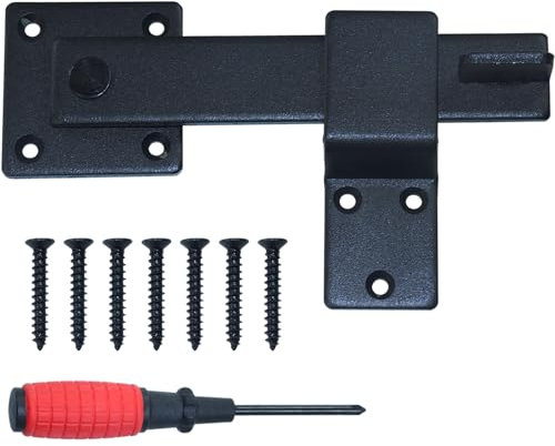 LAWNEAGLE Cerca abatible de 6 pulgadas con destornillador para puerta corredera de valla de madera, granja, jardín, patio, huerto, rancho, garajes, cerradura de puerta de granero, rotación de 360