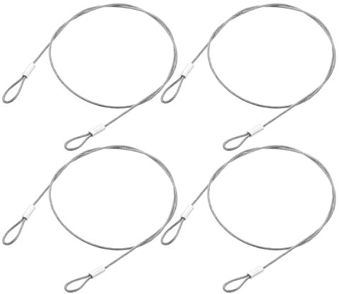 QUARKZMAN 4 Stück Lanyard Kabel, 50cmx1.5mm Edelstahl Drahtseil mit Vinylbeschichteten Schlaufen Sicherheitsstahlkabel zum Verbinden von Möbeln im Freien auf Reisen, Silber