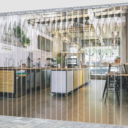 JvFbjLF Tenda con Cintura in PVC, Tenda for Porta Scorrevole Pieghevole for Magazzino Esterno, serranda Trasparente for congelatore(1.5mX2m)