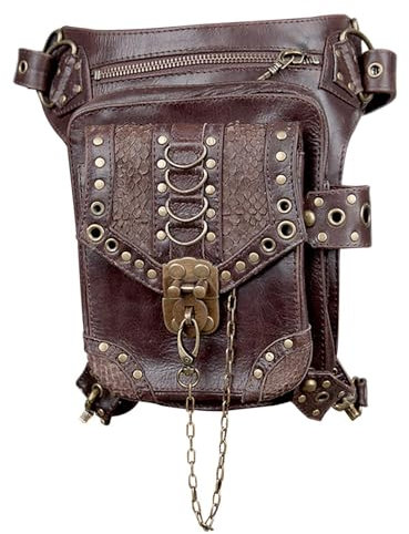 Rrlihjgu Renaissance-Gürteltasche, Renaissance-Gürteltasche,Taille Bein Steampunk Tasche PU Leder mittelalterliche Tasche | Gürteltasche, modische Gothic-Steampunk-Tasche für Wandern, Reisen, Männer
