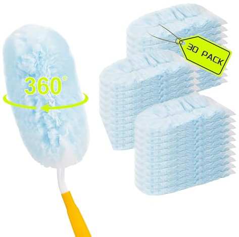 Lot de 30 recharges de plumeau compatibles avec les plumeaux Swiffer, 360 recharges robustes avec 1 poignée