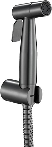 Spruzzatore portatile per bidet in acciaio inox per l'igiene personale Rubinetto bidet da bagno a parete con funzione autopulente Pistola per doccia bidet portatile in grigio canna di fucile