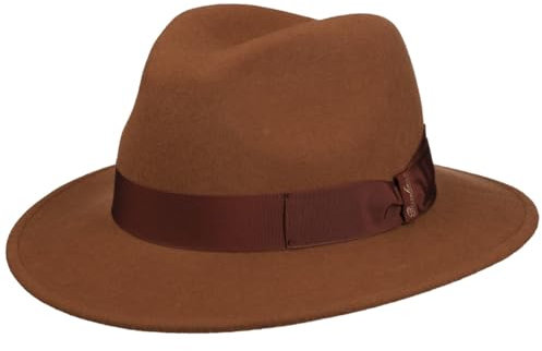 Borsalino Piemonte Traveller Wollhut Wollfilzhut Filzhut Damen/Herren - Made in Italy mit Ripsband, Ripsband Winter Herbst-Winter - 58 cm rost