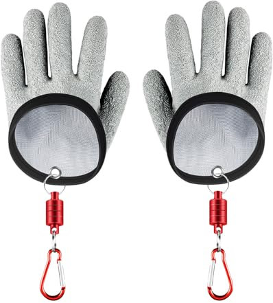YULIAO 2 Stück Raubfisch Angelhandschuhe, Stichfeste Bissfest Wasserdicht Angelhandschuh, Fisch Fang Handschuhe, mit Magnetverschluss, für Den Sicheren Umgang mit Hecht Wels