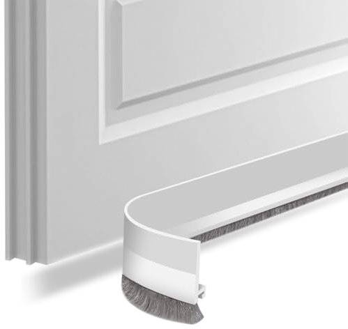 Guarnizione per porta, autoadesiva, con spazzola per porta, guarnizione a spazzola, guarnizione per porta della stanza, paraspifferi (bianco, 3 cm)