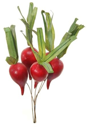 artplants.de Kunststoff Gemüse Radieschen AZNI mit Draht, 11,5cm, Ø2,8cm | rot-pink - 6 Stück - Künstliches Gemüse