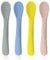 SGERUFZ 4 Pack Cuillère Bébé Apprentissage Silicone, Cuillère Bébé 6 Mois+, Löffel Éducatif pour Bébé, Spitze Douce pour Alimentation, Matériel BLW, Lavable au Lave-vaisselle, Sûr pour la Cuisson