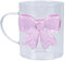 Leseogye Glass Coffee Mug with Pink Bow, Cute Clear Mug, 16 oz Capacity