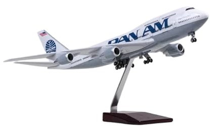 YLQERZ Diecast Airplane Toys 1/150 Scale For B747 PAN AM Airline Model Airplane Resin Diecast Miniature Plane With Wheel Landing Gear Collection For Collection And Display(With lamp)