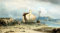 PSVDCTOO Gefeiert Wandbilder Kunst Poster Poster Bilder Tegwin-Fähre mit Snowdon in der Ferne von Harlech, Nordwales, John Varley Vintage Wandbild für Heimdekoration 60x90cm