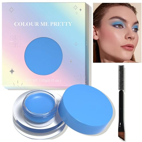 Coloured Eyebrow Pomade, Sky Blue Eyebrow Tint Eyeliner Cream Eye Shadow Makeup, Waterproof Face Body Paint with Brush, Highly Pigmented Long Lasting Halloween Party Makeup