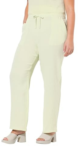 Ulla Popken Damen große Größen Übergrößen Plus Size Musselin-Schlupfhose Rose, weites Bein, Elastikbund Pistazie 62+ 827584408-62+