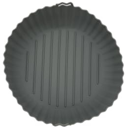 Fackelmann 42683 Runder Korb aus Silikon, Form für Heißluftfritteuse, Form für Fritteusen ohne Öl, Silikon, Grau, 24,5 x 9,3 cm