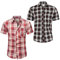 Blu Apparel Men's Checked Shirt Mens Shirts Short Sleeve and Long Sleeve Cotton Casual Shirt for Men (UK, Alpha, XL, Regular, Regular, 2 Pack Red & Black Short Sleeve)