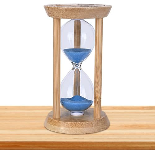 Timer de Sable avec Bois de Sable Bleu en Bois et en Verre 5 Minutes Sherglass avec Un Verre sablier à l'échelle du Temps d'heure sablier à avec Heure, décoration intérieure
